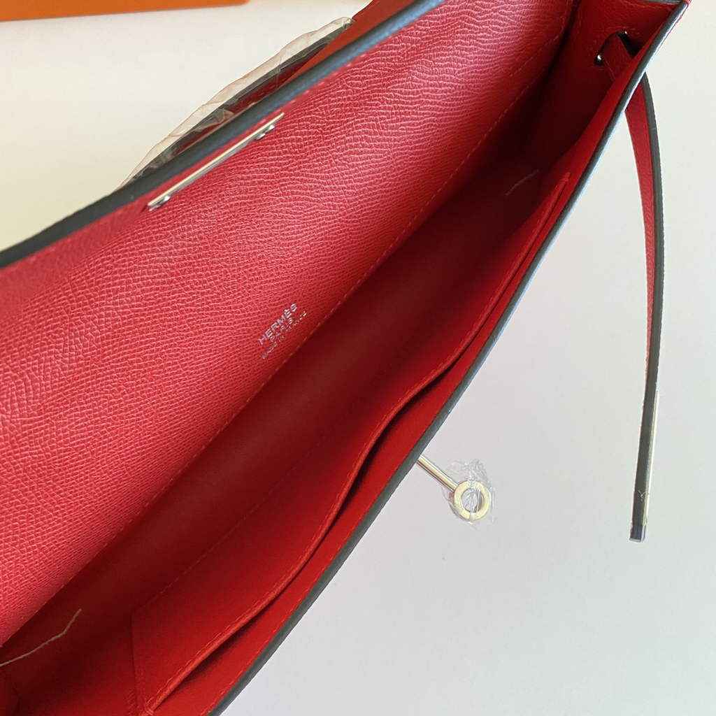 Hermès Kelly Cut Clutch 31cm Epsom Leather Red Silver