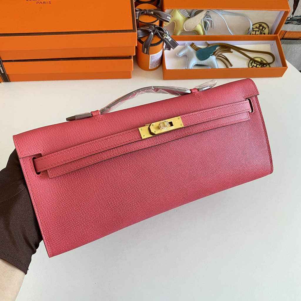 Hermès Kelly Cut Clutch 31cm Epsom Leather Pink Gold