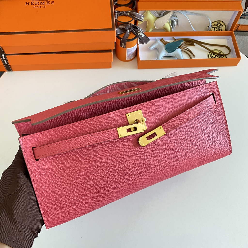 Hermès Kelly Cut Clutch 31cm Epsom Leather Pink Gold