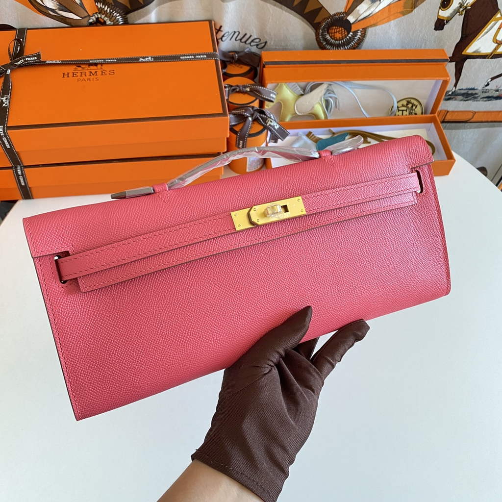 Hermès Kelly Cut Clutch 31cm Epsom Leather Pink Gold