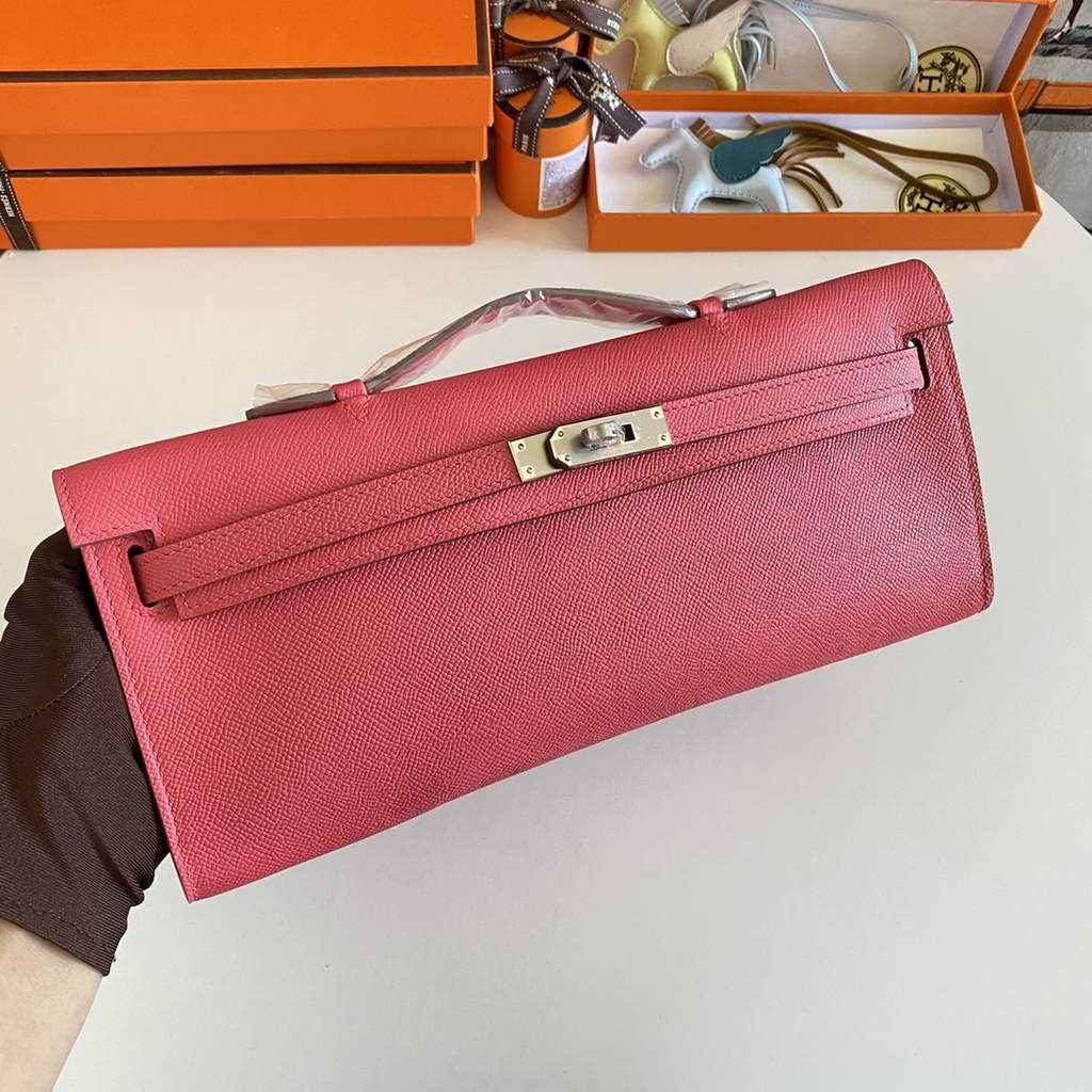 Hermès Kelly Cut Clutch 31cm Epsom Leather Pink Silver