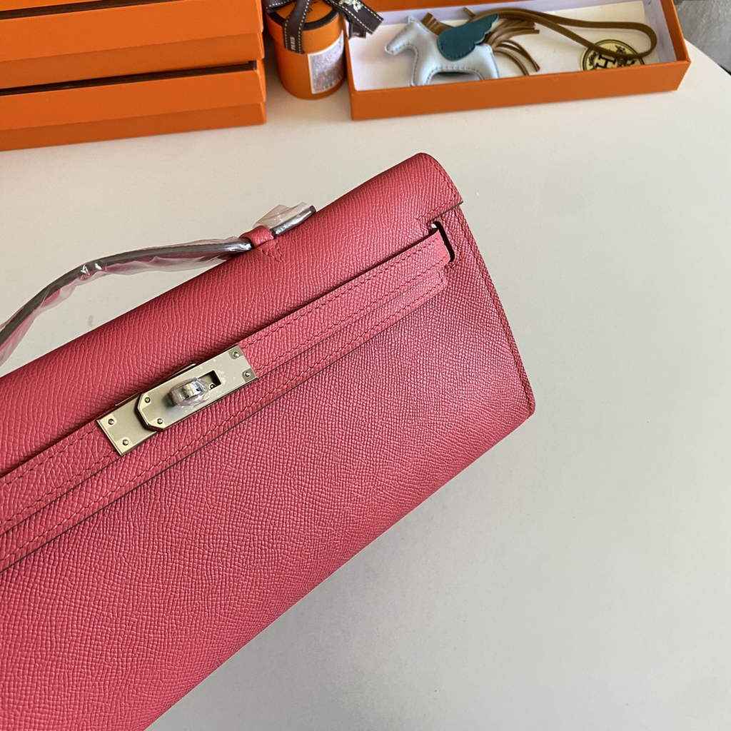 Hermès Kelly Cut Clutch 31cm Epsom Leather Pink Silver
