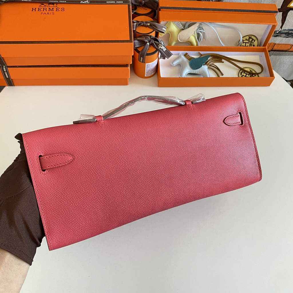 Hermès Kelly Cut Clutch 31cm Epsom Leather Pink Silver