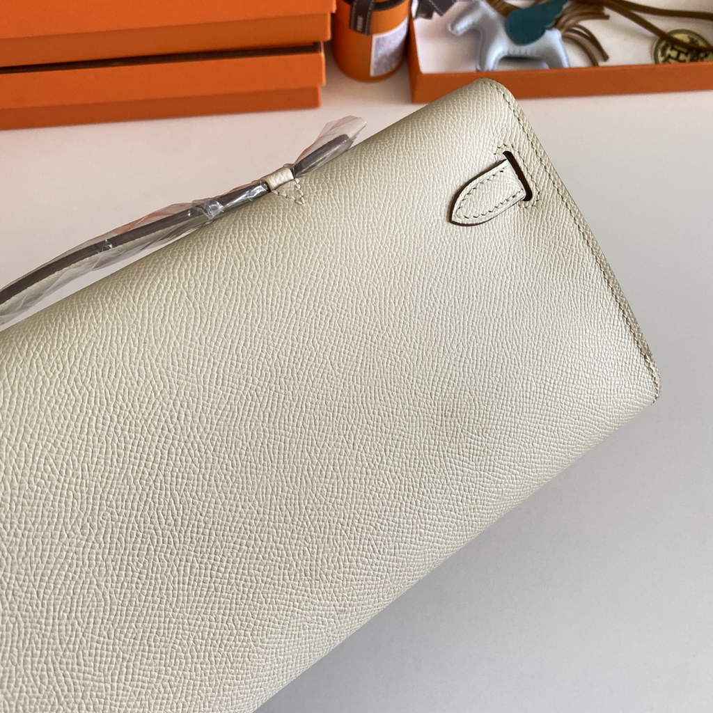 Hermès Kelly Cut Clutch 31cm Epsom Leather Beige Silver