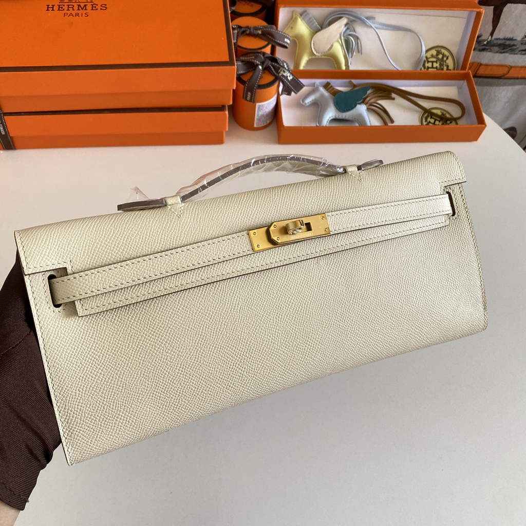 Hermès Kelly Cut Clutch 31cm Epsom Leather Beige Gold