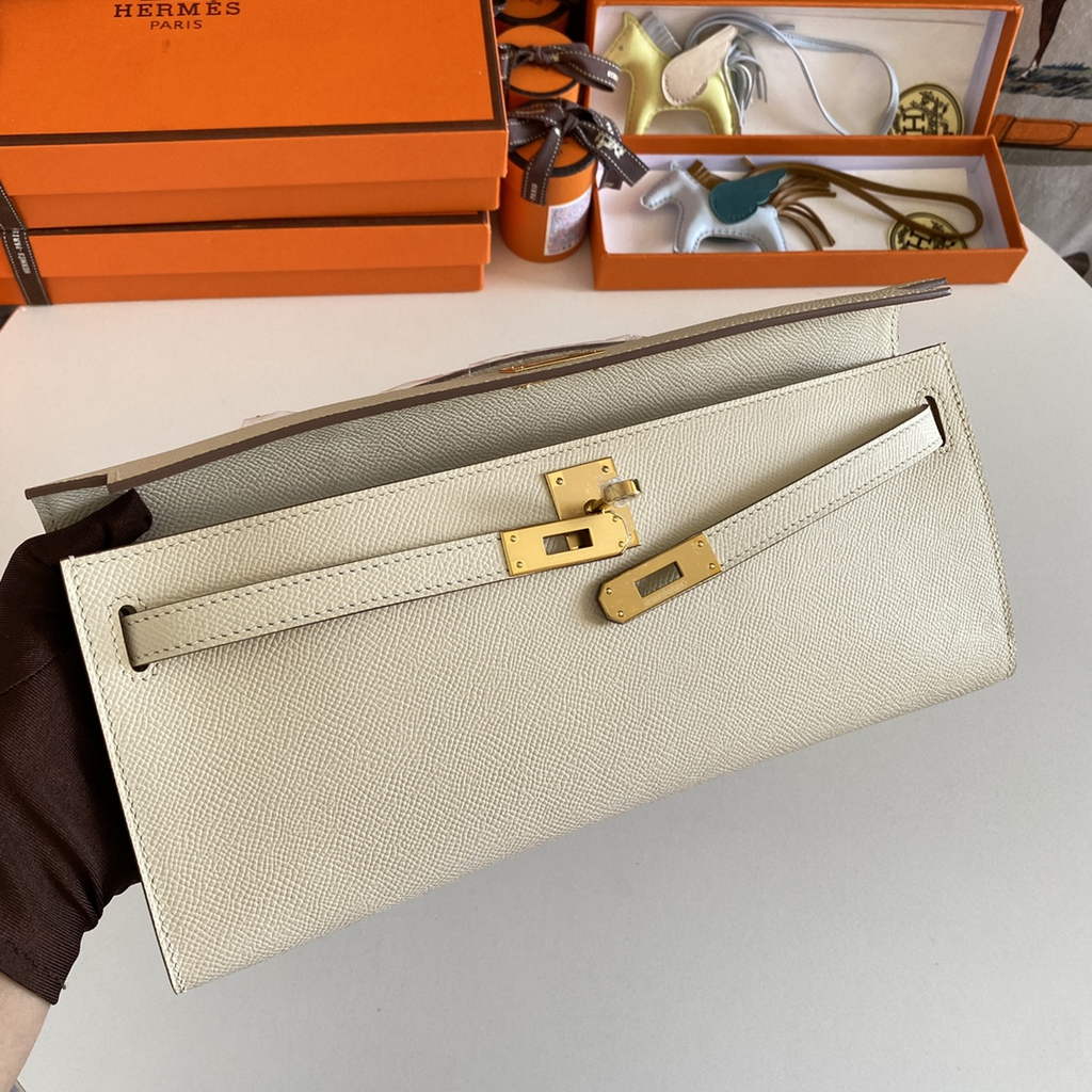 Hermès Kelly Cut Clutch 31cm Epsom Leather Beige Gold