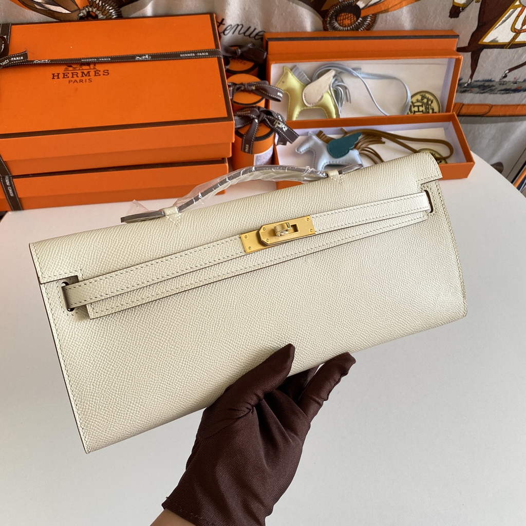Hermès Kelly Cut Clutch 31cm Epsom Leather Beige Gold