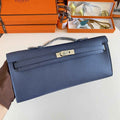 Hermès Kelly Cut Clutch 31cm Epsom Leather Navy Blue Silver