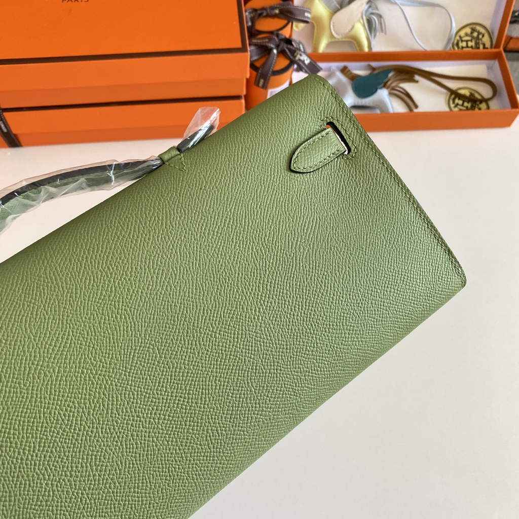 Hermès Kelly Cut Clutch 31cm Epsom Leather Green Gold