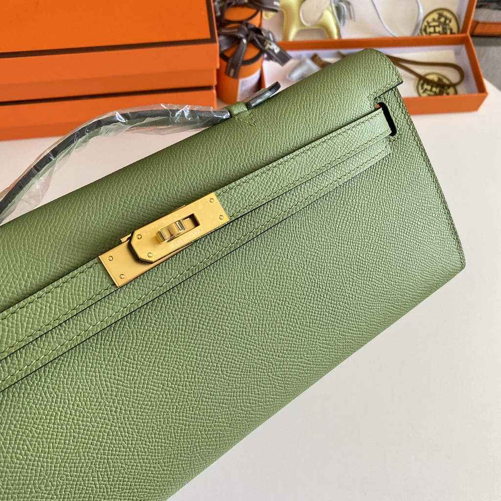 Hermès Kelly Cut Clutch 31cm Epsom Leather Green Gold