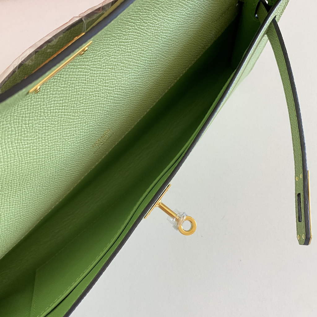 Hermès Kelly Cut Clutch 31cm Epsom Leather Green Gold