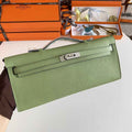 Hermès Kelly Cut Clutch 31cm Epsom Leather Green Silver