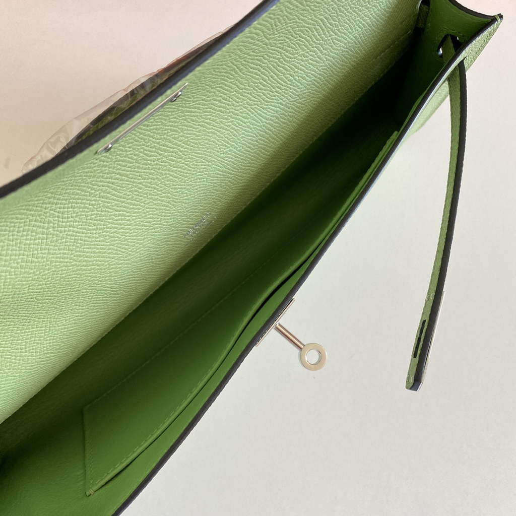Hermès Kelly Cut Clutch 31cm Epsom Leather Green Silver