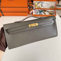 Hermès Kelly Cut Clutch 31cm Epsom Leather Dark Gray Gold