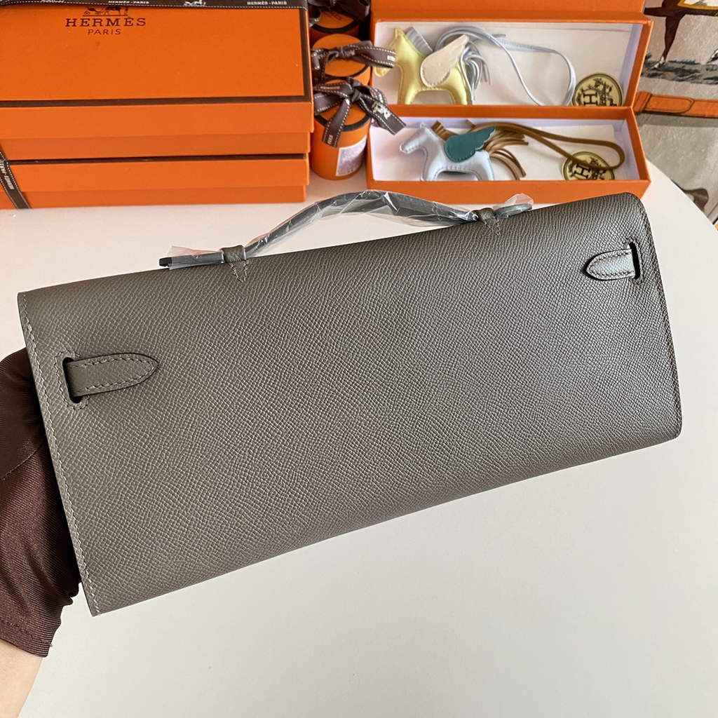 Hermès Kelly Cut Clutch 31cm Epsom Leather Dark Gray Gold