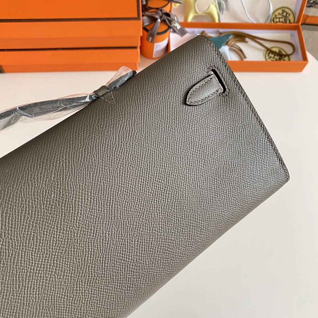 Hermès Kelly Cut Clutch 31cm Epsom Leather Dark Gray Gold