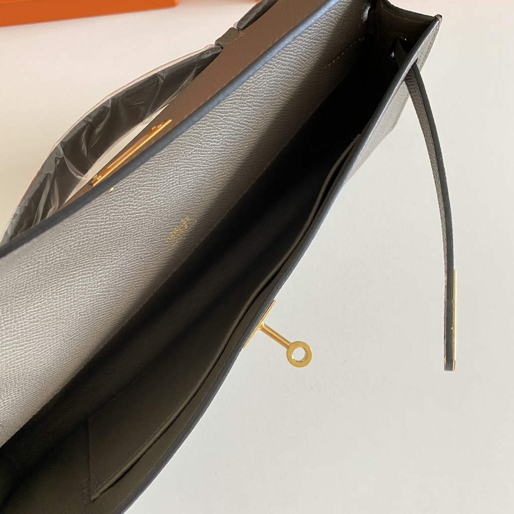 Hermès Kelly Cut Clutch 31cm Epsom Leather Dark Gray Gold