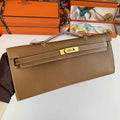 Hermès Kelly Cut Clutch 31cm Epsom Leather Light Brown Gold