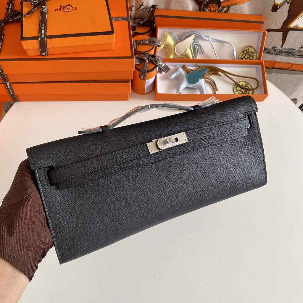 Hermès Kelly Cut Clutch 31cm Epsom Leather Black Silver