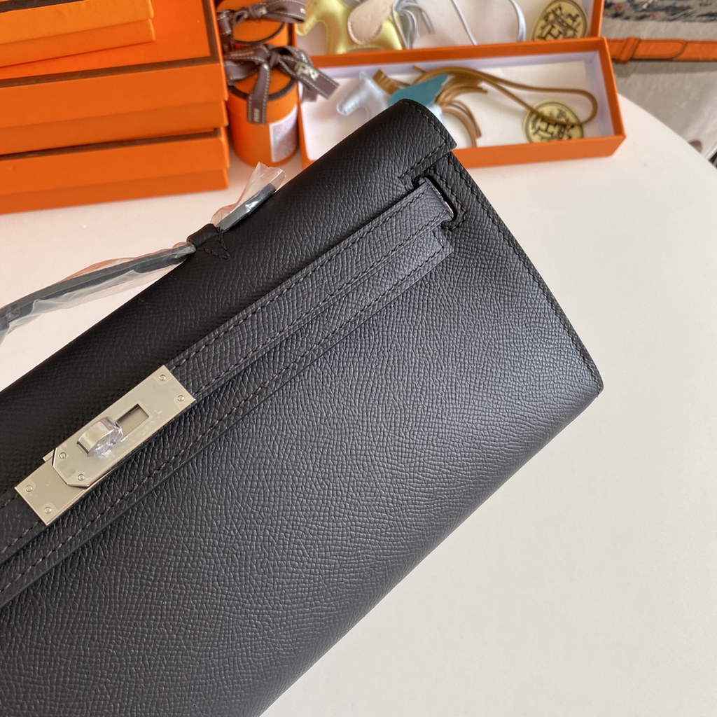 Hermès Kelly Cut Clutch 31cm Epsom Leather Black Silver