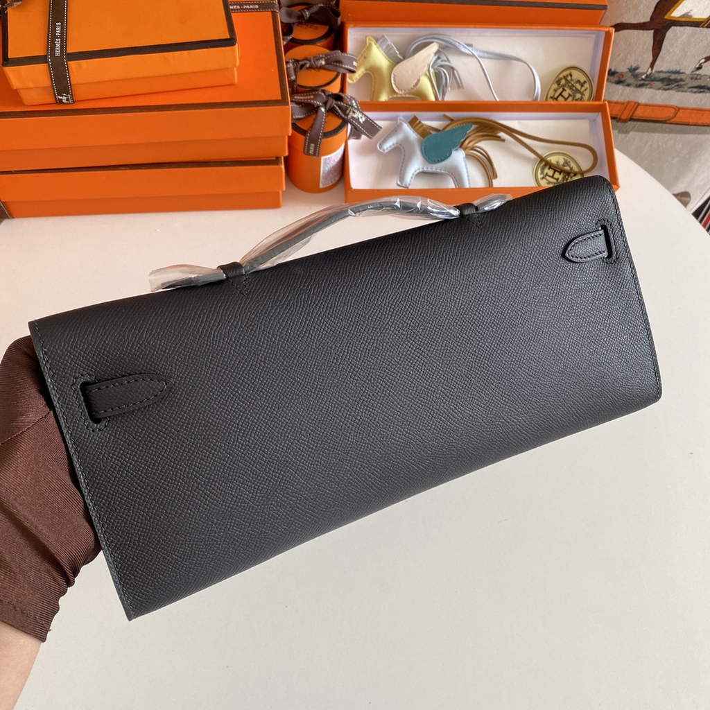 Hermès Kelly Cut Clutch 31cm Epsom Leather Black Gold
