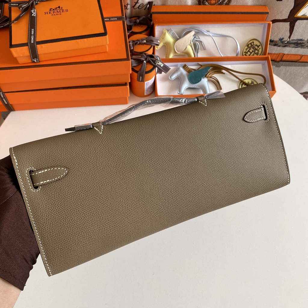 Hermès Kelly Cut Clutch 31cm Epsom Leather Gray Silver
