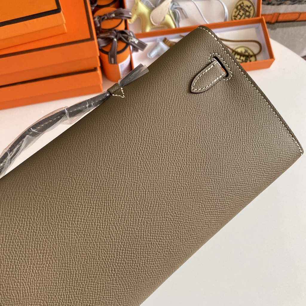 Hermès Kelly Cut Clutch 31cm Epsom Leather Gray Silver