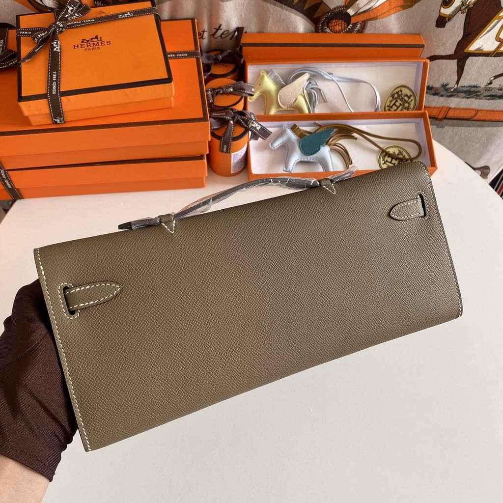 Hermès Kelly Cut Clutch 31cm Epsom Leather Gray Gold