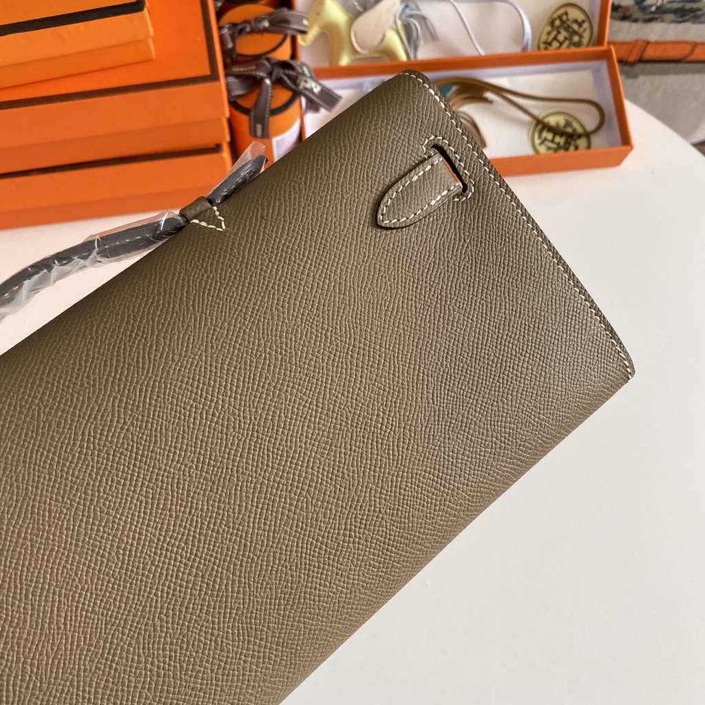 Hermès Kelly Cut Clutch 31cm Epsom Leather Gray Gold