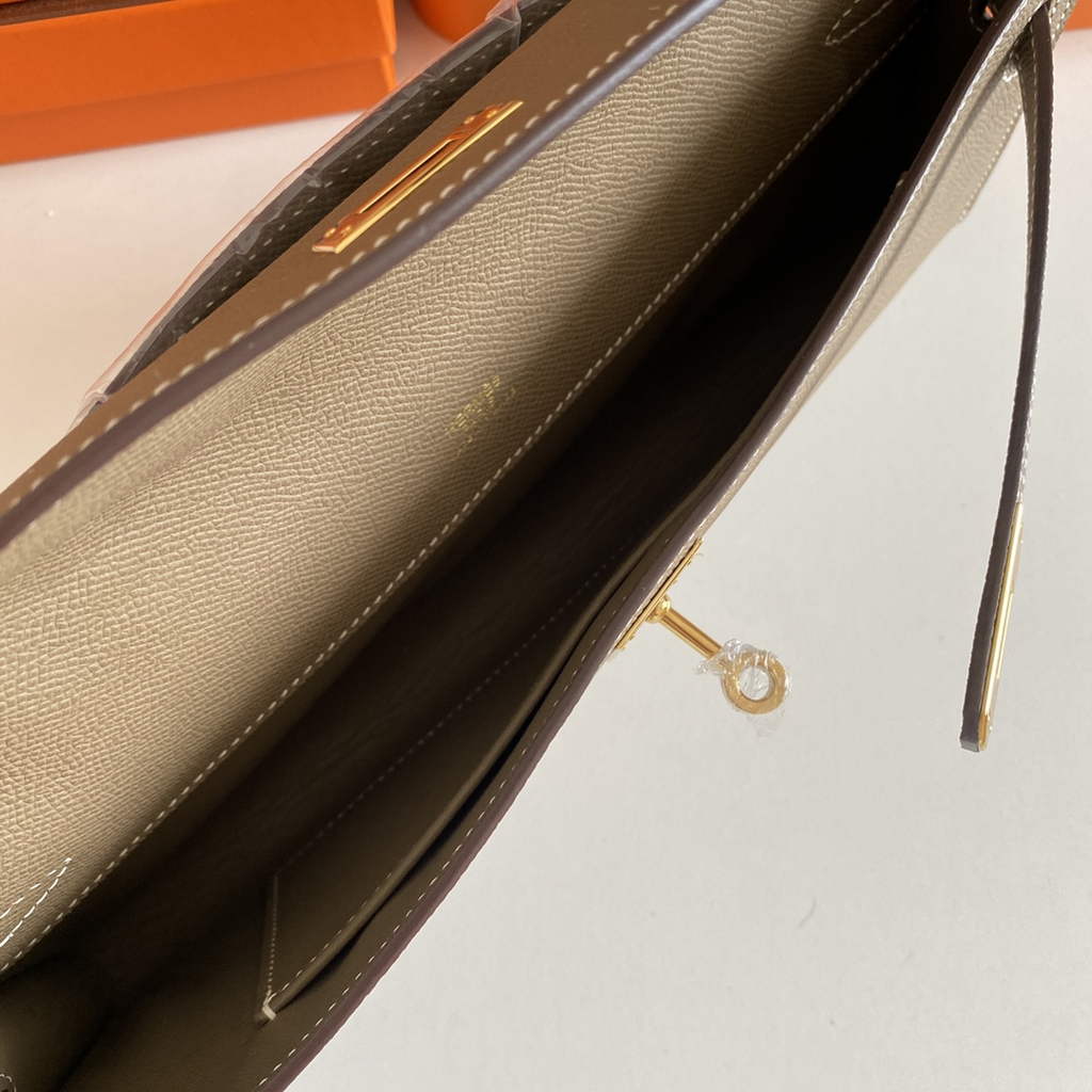 Hermès Kelly Cut Clutch 31cm Epsom Leather Gray Gold