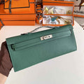 Hermès Kelly Cut Clutch 31cm Epsom Leather Dark Green Silver