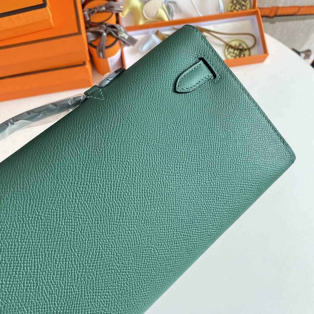 Hermès Kelly Cut Clutch 31cm Epsom Leather Dark Green Silver
