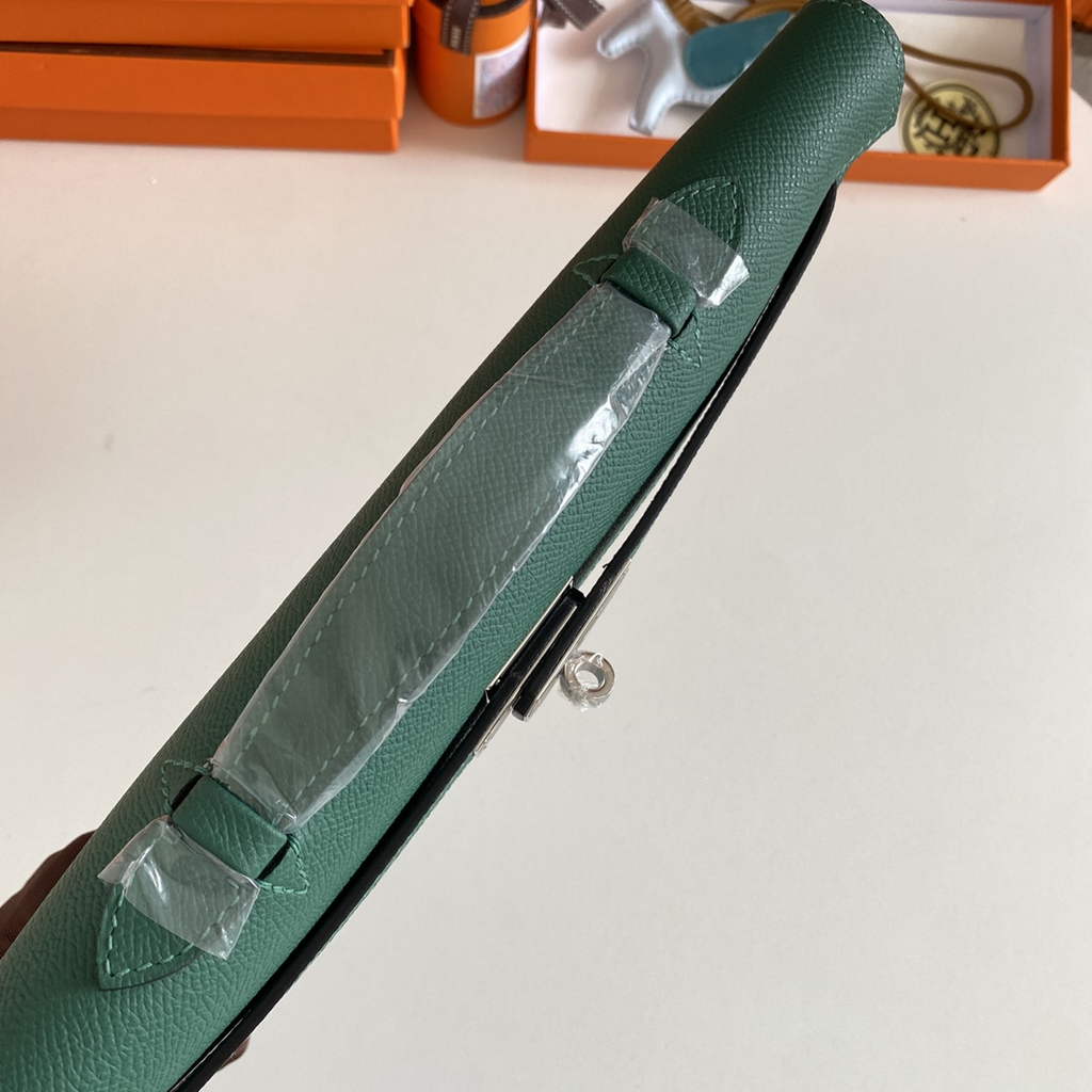 Hermès Kelly Cut Clutch 31cm Epsom Leather Dark Green Silver
