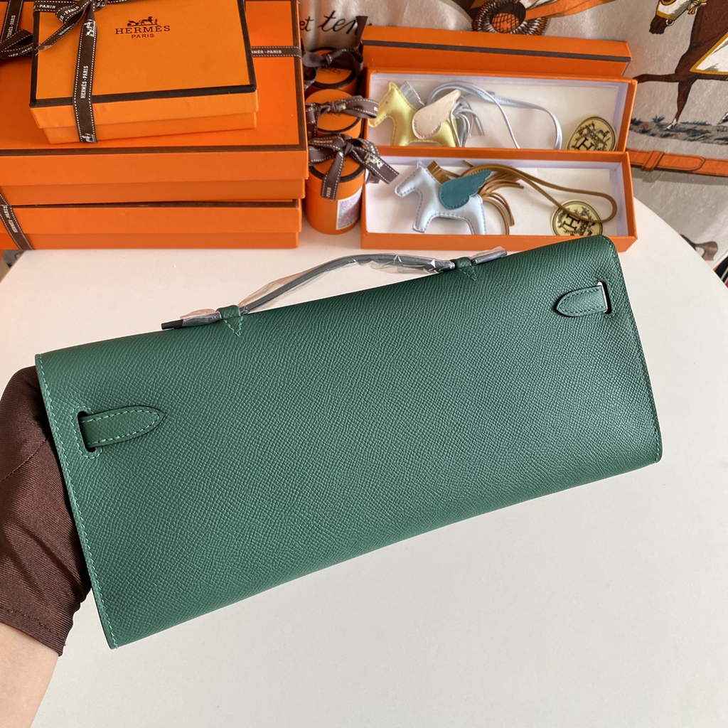 Hermès Kelly Cut Clutch 31cm Epsom Leather Dark Green Gold
