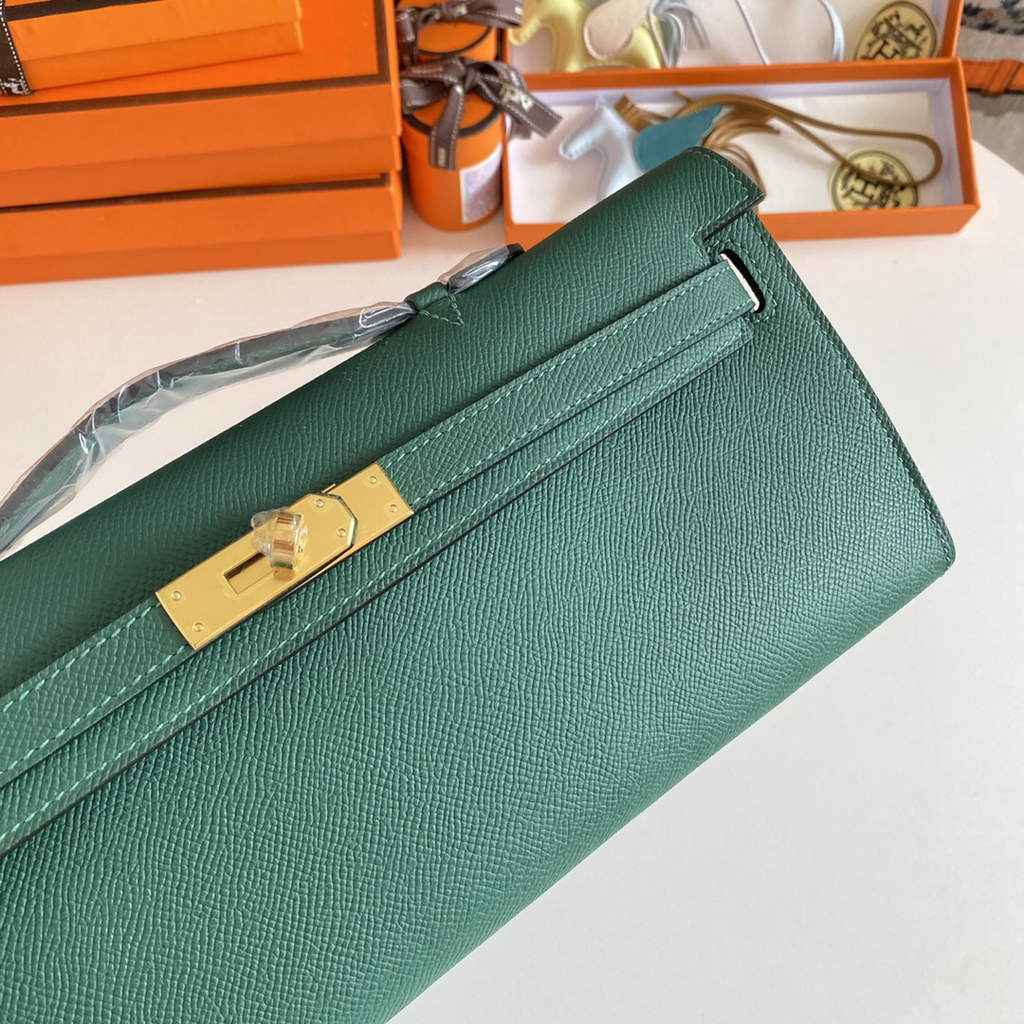 Hermès Kelly Cut Clutch 31cm Epsom Leather Dark Green Gold