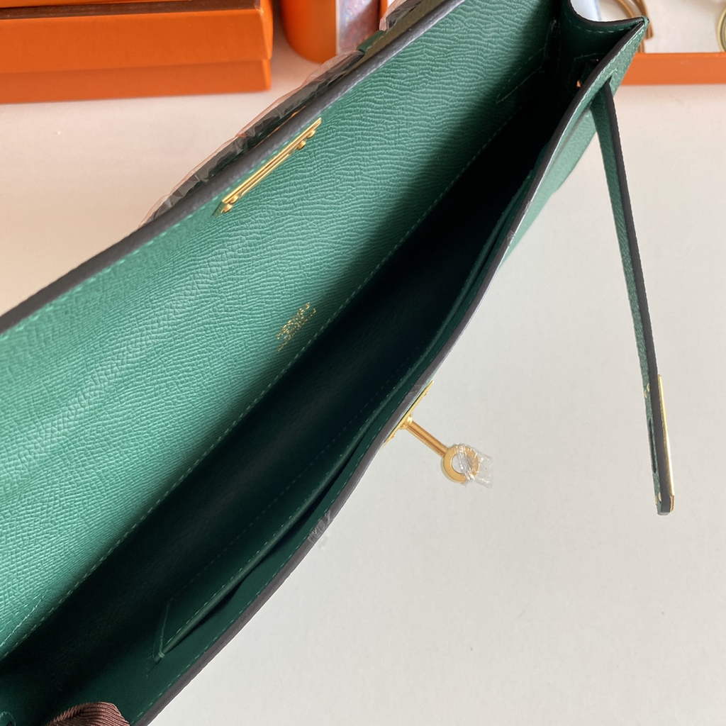 Hermès Kelly Cut Clutch 31cm Epsom Leather Dark Green Gold
