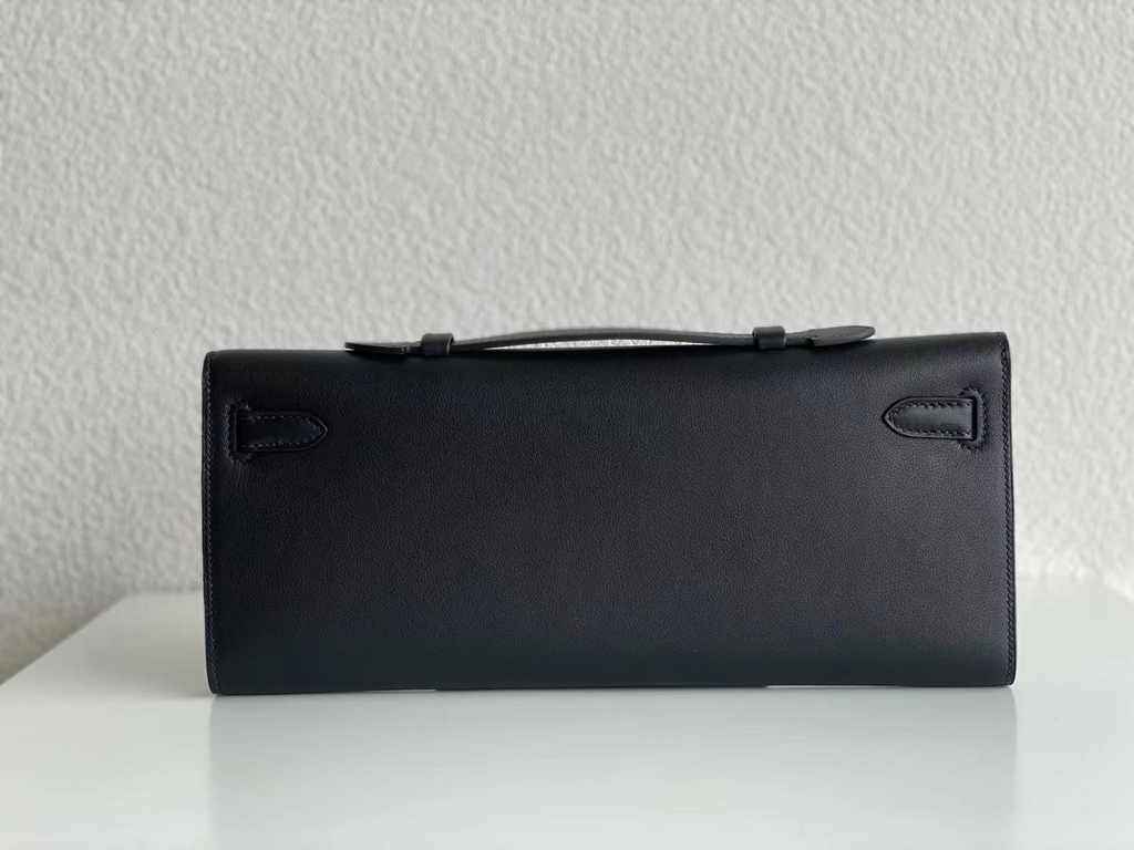 Hermès Kelly Cut Clutch 31cm Swift Leather Black Silver