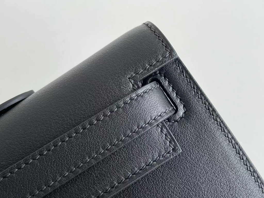 Hermès Kelly Cut Clutch 31cm Swift Leather Black Silver