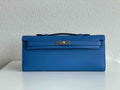 Hermès Kelly Cut Clutch 31cm Swift Leather Blue Silver