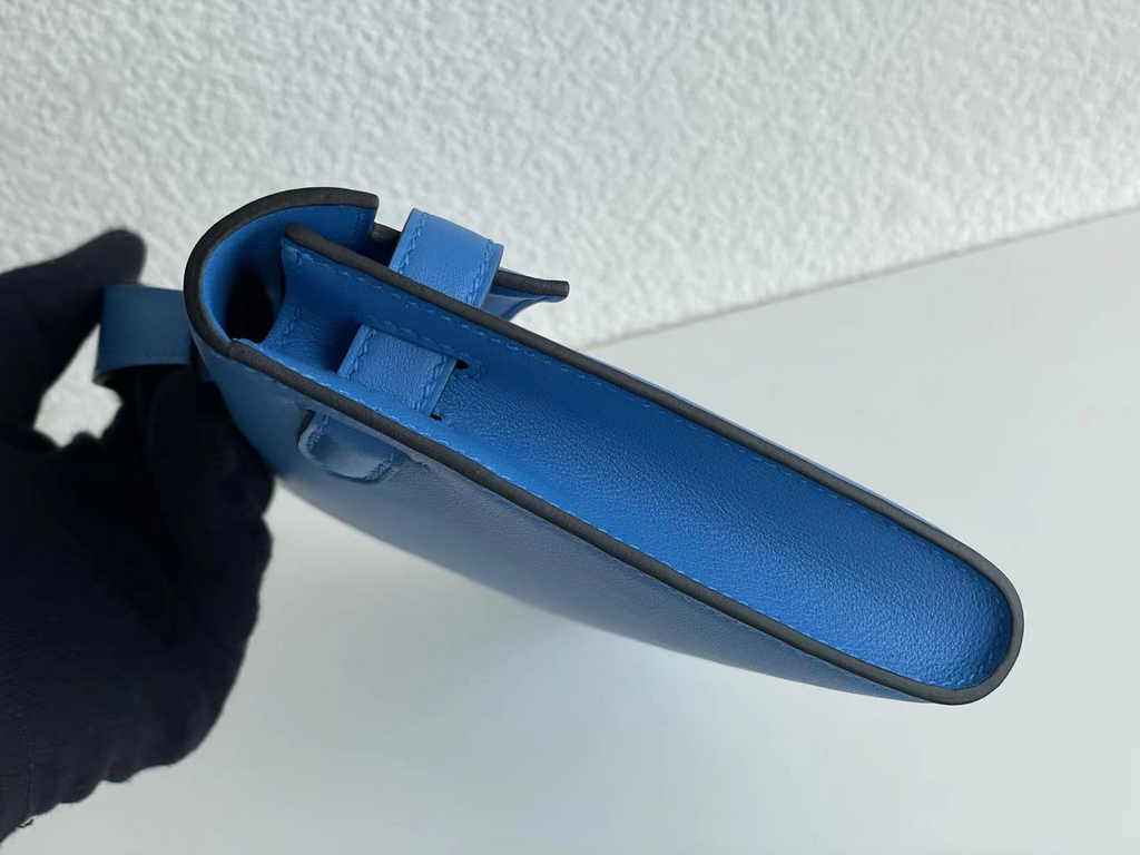 Hermès Kelly Cut Clutch 31cm Swift Leather Blue Silver