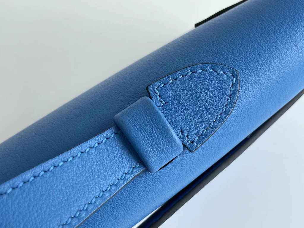 Hermès Kelly Cut Clutch 31cm Swift Leather Blue Silver