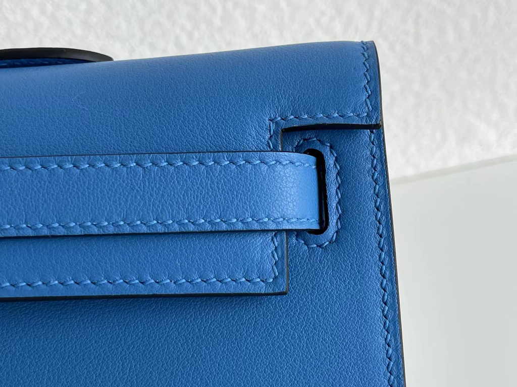 Hermès Kelly Cut Clutch 31cm Swift Leather Blue Silver