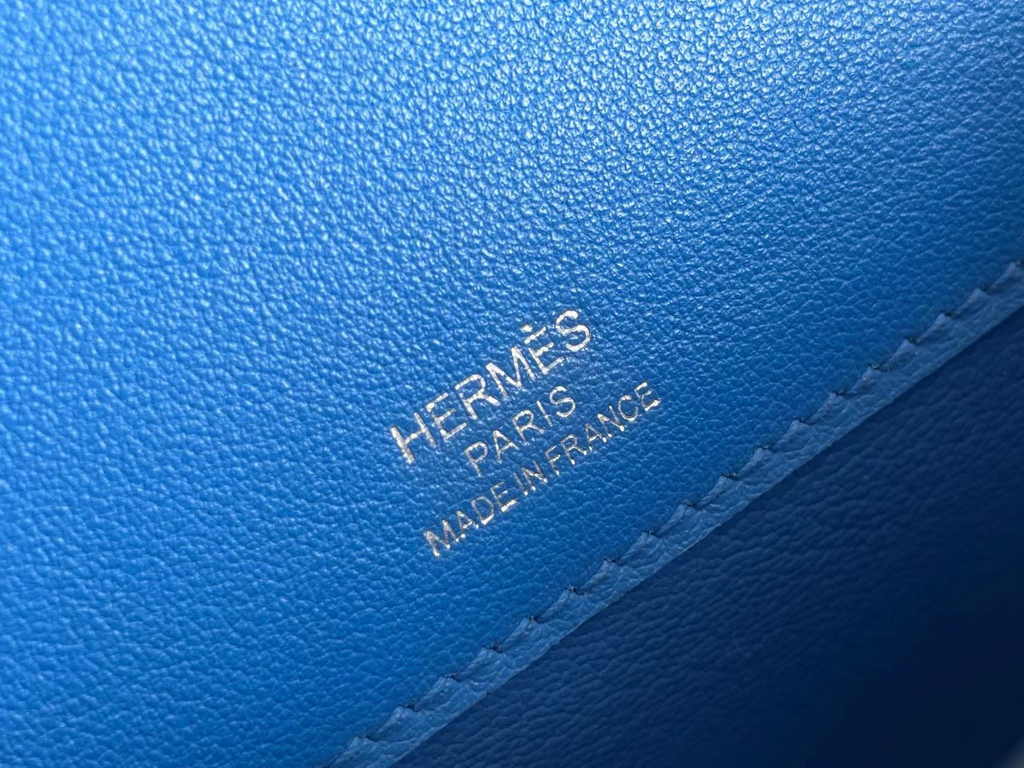 Hermès Kelly Cut Clutch 31cm Swift Leather Blue Silver