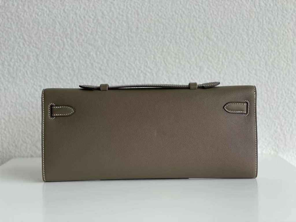 Hermès Kelly Cut Clutch 31cm Swift Leather Gray Silver