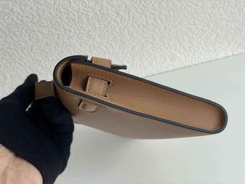 Hermès Kelly Cut Clutch 31cm Swift Leather Kakhi Silver