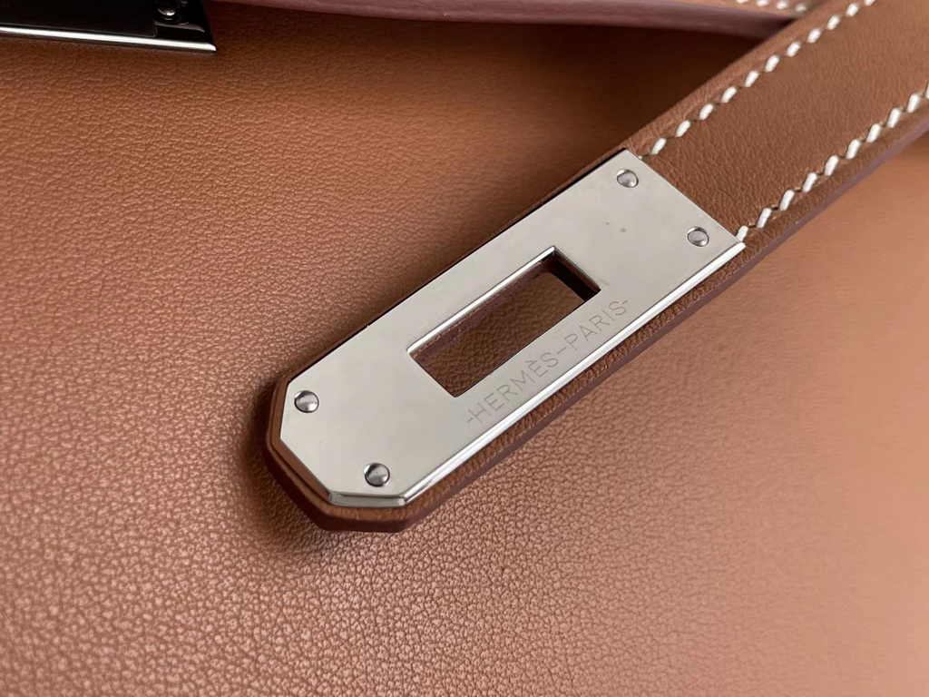 Hermès Kelly Cut Clutch 31cm Swift Leather Brown Silver