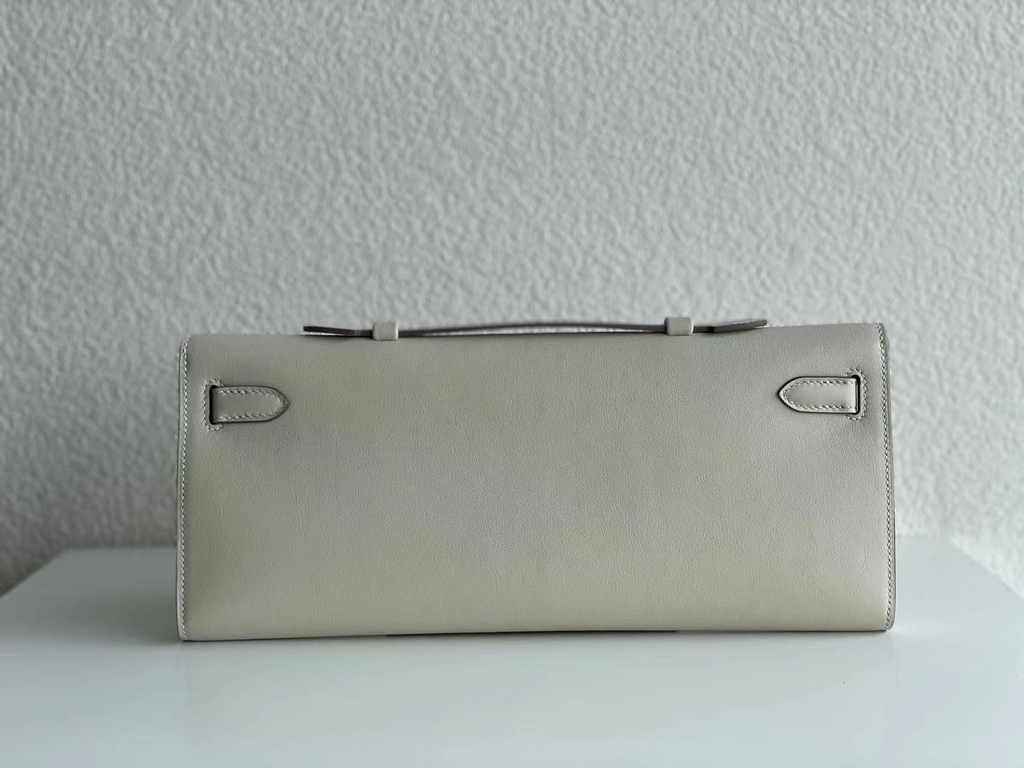 Hermès Kelly Cut Clutch 31cm Swift Leather Beige Silver