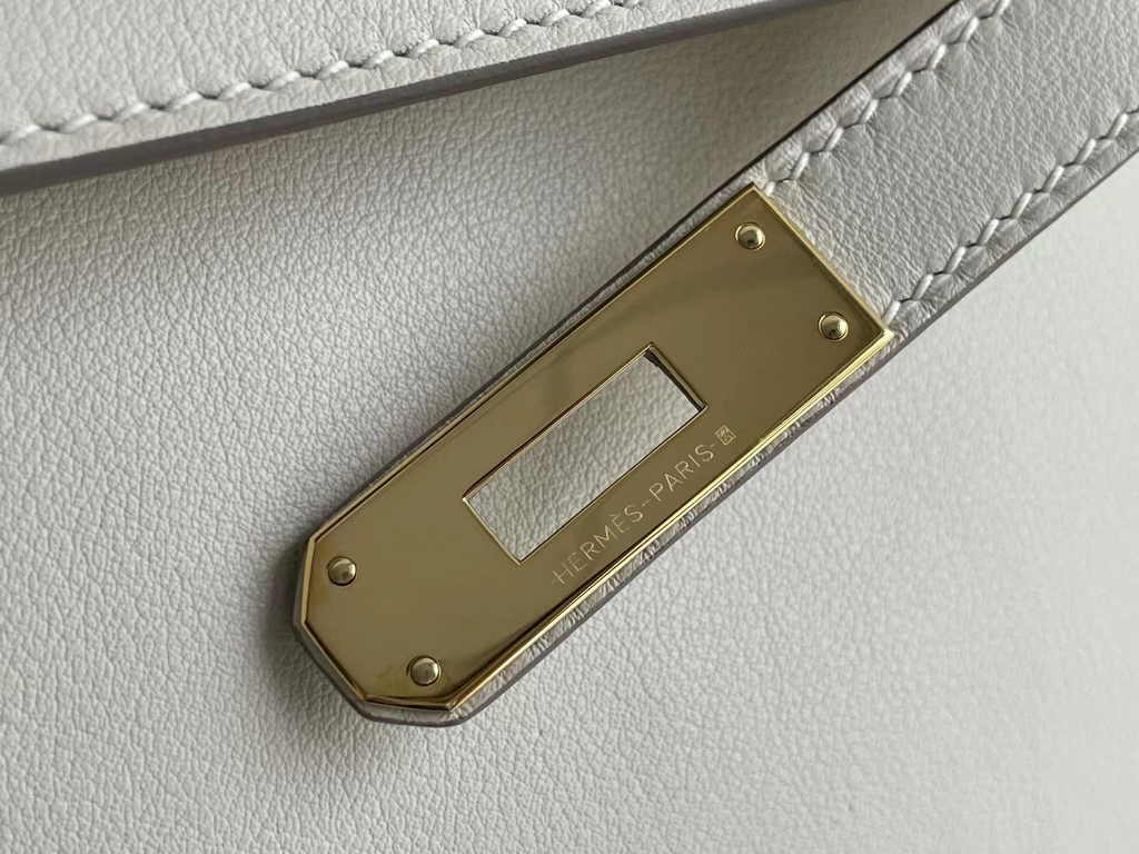 Hermès Kelly Cut Clutch 31cm Swift Leather Beige Silver