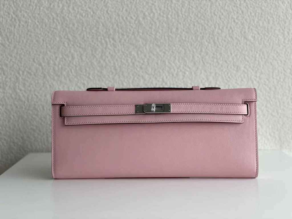Hermès Kelly Cut Clutch 31cm Swift Leather Pink Silver