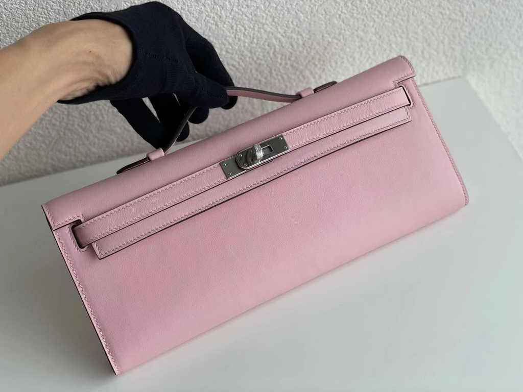 Hermès Kelly Cut Clutch 31cm Swift Leather Pink Silver